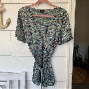 Torrid Multi color V neck woven top size 1